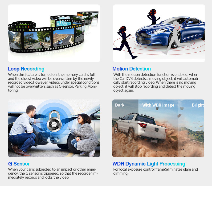 Full HD1080P Car Camera Dash Cam With Wireless Rear Camera 3inch