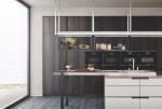 Complete Waterproof Fireproof Wooden Kitchen Cabinet with Flat Edge Countertop
