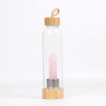 Wellness Healing Gemstone Glass Bottles For Water Storage , Infused Rose Quartz