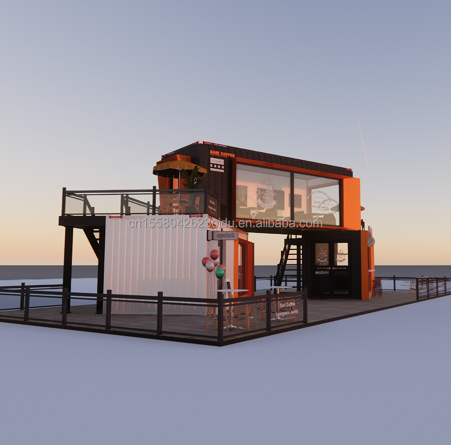 Modified Shipping Container Shop House Container Coffee Shop with Galvanized Steel Square Tubes