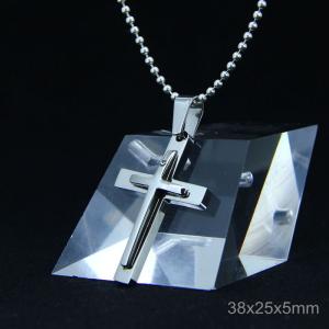 Wholesale Trendy Stainless Steel CZ Crystal Stones Inlay Cross Plus Symbol Necklace Pendant LDC180 from china suppliers