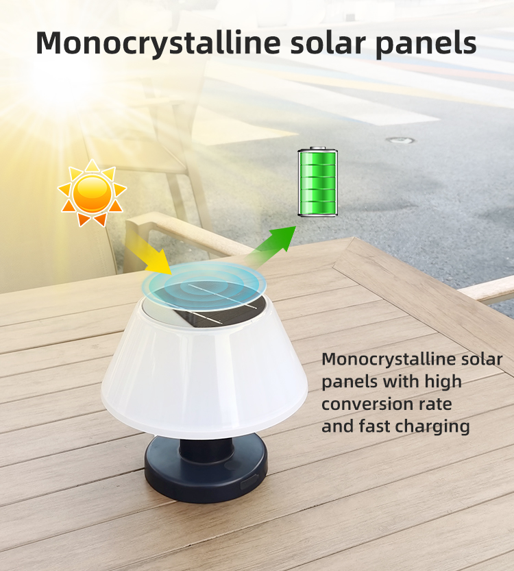 Rechargeable Powered Solar Table Lamp Light Outdoor Patio 4100K IP55