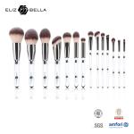 14PCS Professional Quality Makeup Brush Set Shiny Silver Ferrule And Clear