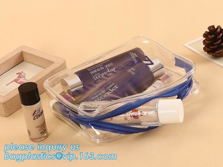 Soft PVC EVA Clear Plastic Vinyl Cosmetic Packaging Bag with Zipper, makeup pouch transparent PVC clear cosmetic bags