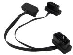 OBD2 OBDII J1962 Right Angle Male 24V to Dual Female Flat Y Cable