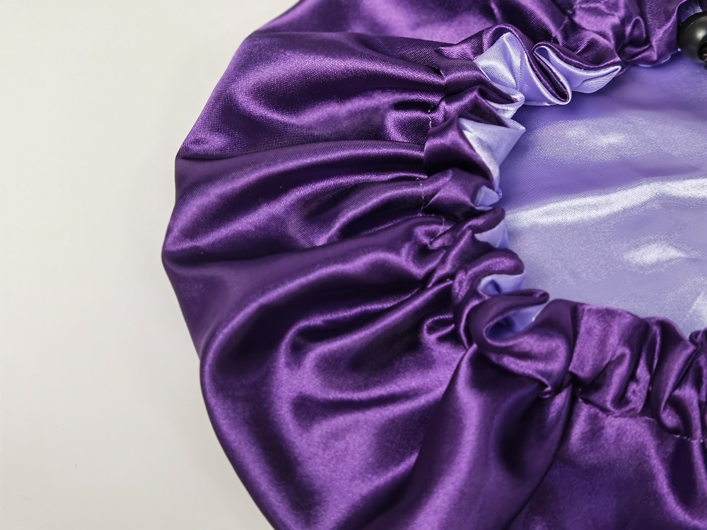 Drawstring Sleep 48cm Satin Hair Bonnet 2 Layer Adjustable