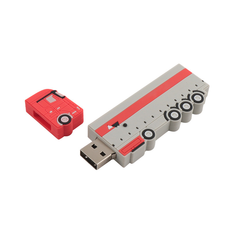 PVC Or Silicone Custom USB Flash Drives Bus Shape With Data Preload