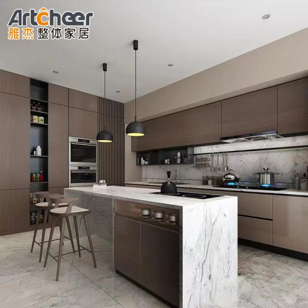 Kitchen Furniture Turkey Base Cabinet With Quartz Stone Island Italian Style And
