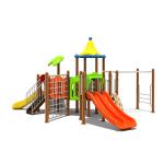 Commercial Plastic 3 Slides Playground AISI 304 PVC Swing Sets Outdoor