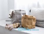 FREE SHIPPING Washable kraft paper laundry basket household storage bag DuPont