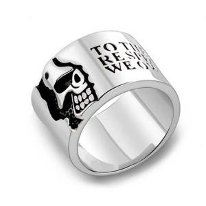 Wholesale Retro Vintage Engraved Words Skull Sterling Silver Band Ring (036901) from china suppliers