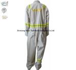 White Cotton Fr Reflective Coveralls / Protective Fire Retardant Jumpsuit