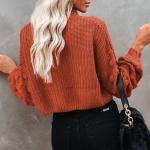 White Women'S Pullover Sweaters Long Sleeve Crewneck Knitted Soild Top