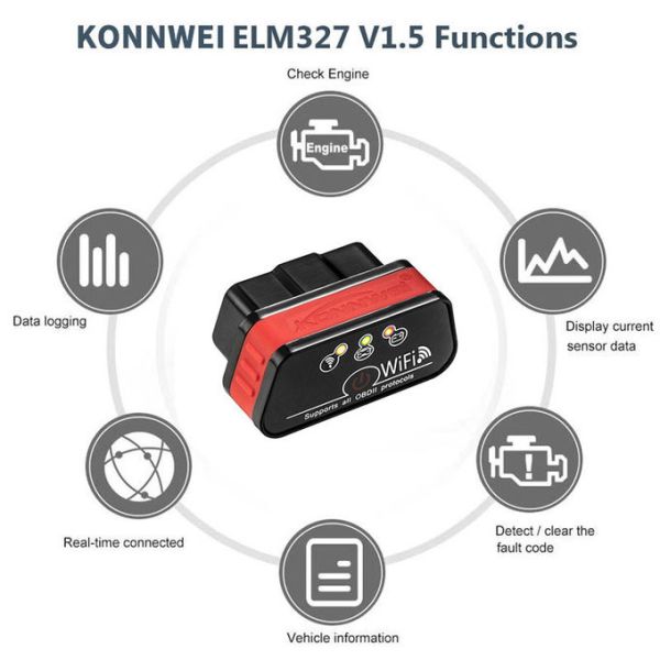 Mini WIFI Diagnostic Scanner Car Engine Tester Android IOS System Knonnwei KW901