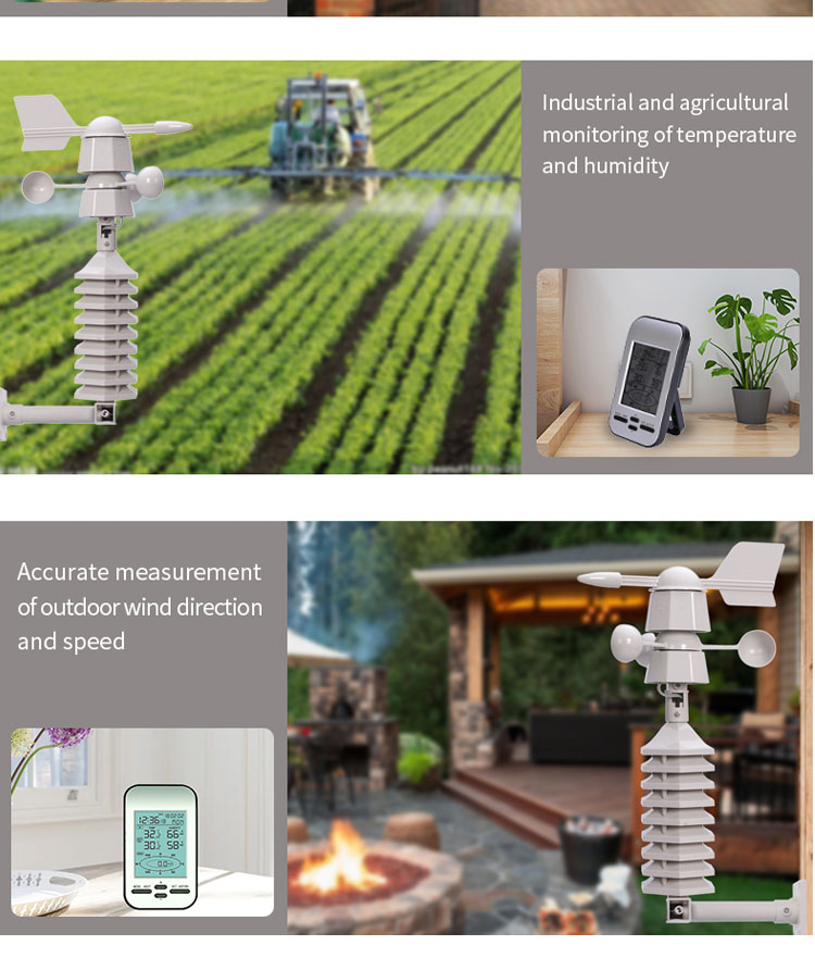 Customized Support Indoor And Outdoor Wireless Small Wind Direction And Wind Speed Weather Station