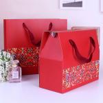 Promotional Patterned Gift Bags Reusable Red Wedding Paper Board Changeable Size