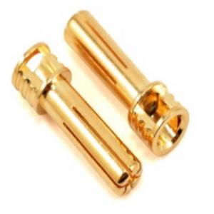 China Flat Top 5mm Gold Plated Bullet Connectors , Brass Gold Plated Speaker Banana Plugs on sale