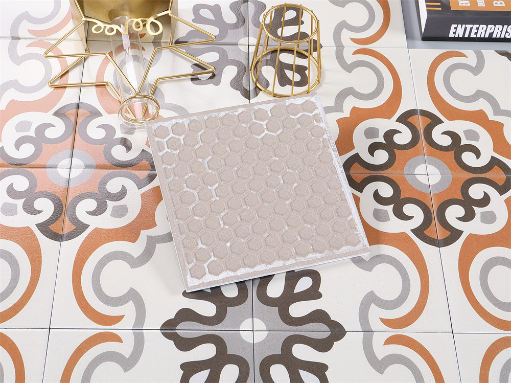 Firebrick Flower Brown And Gray 20x20cm Floor And Wall Ceramic Rustic Tiles For Bathroom And Kitchen