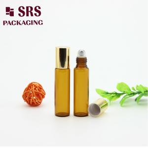 Wholesale 5ml luxury amber glass roller ball bottle with metal ball for essential oil from china suppliers