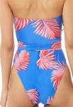 Boob Tube Top With Flower Print Random Tropical Self Tie One Piece Swimear