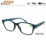 Fashionable reading glasses ,spring hinge with demi color and metal parts on the