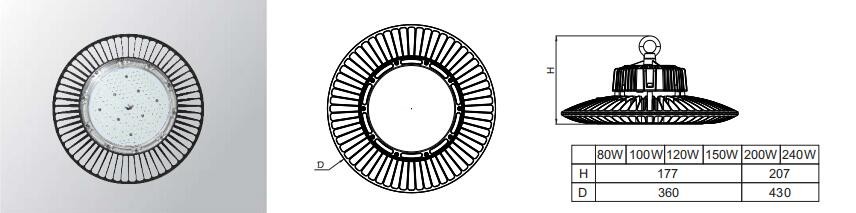 3030 SMD UFO LED High Bay Light 150W IP65 For Warehouses / Workshop