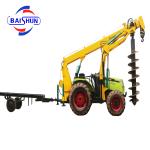 Alloy Steel Tractor Pole Erection Machine With Hydraulic Post Hole Digger