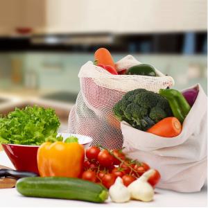 Wholesale ISO9006 Biodegradable Organic Cotton Drawstring Bags Reusable Mesh Produce Bags BRC from china suppliers