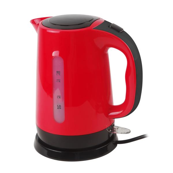 Red Smooth Plastic Electric Tea Kettle Water Boiling Kettle With Blue LED Light