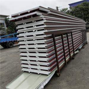 Wholesale 7250mm length 14kg wine red color steel eps sandwich roof panel 1050-50-0.4mm from china suppliers