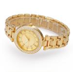 Waterproof Brass Wrist Watch Quartz 18K Gold Plated Ladies Czech Stones