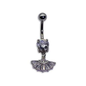 Wholesale Fan Shape Dangle Silver Belly Button Ring Rhombic surgical steel OEM ODM from china suppliers