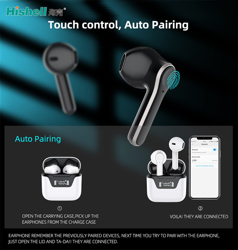 Hifi True Stereo Wireless Earbuds LED Display Wireless Bluetooth Earphones