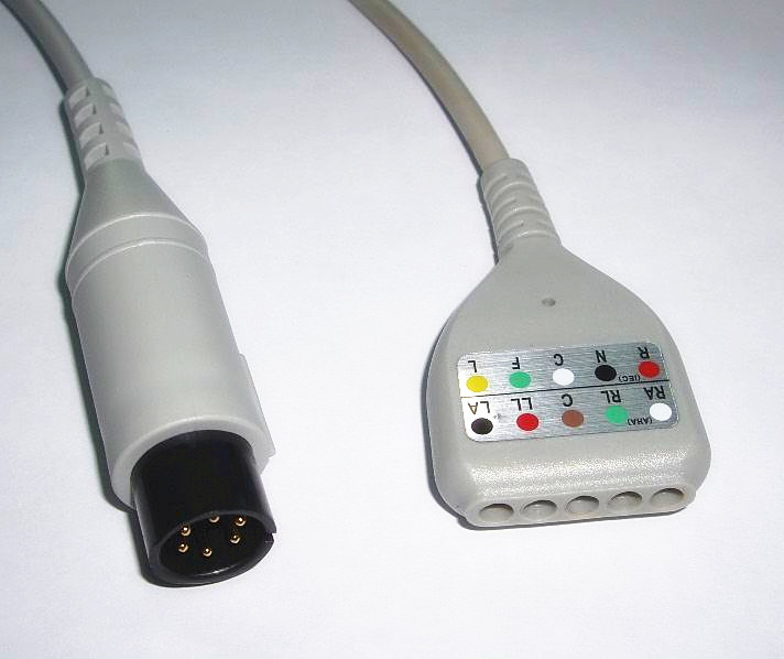 Common 3 Lead 5 Lead ECG Cable Set , LL / Din Style ECG Trunk cable