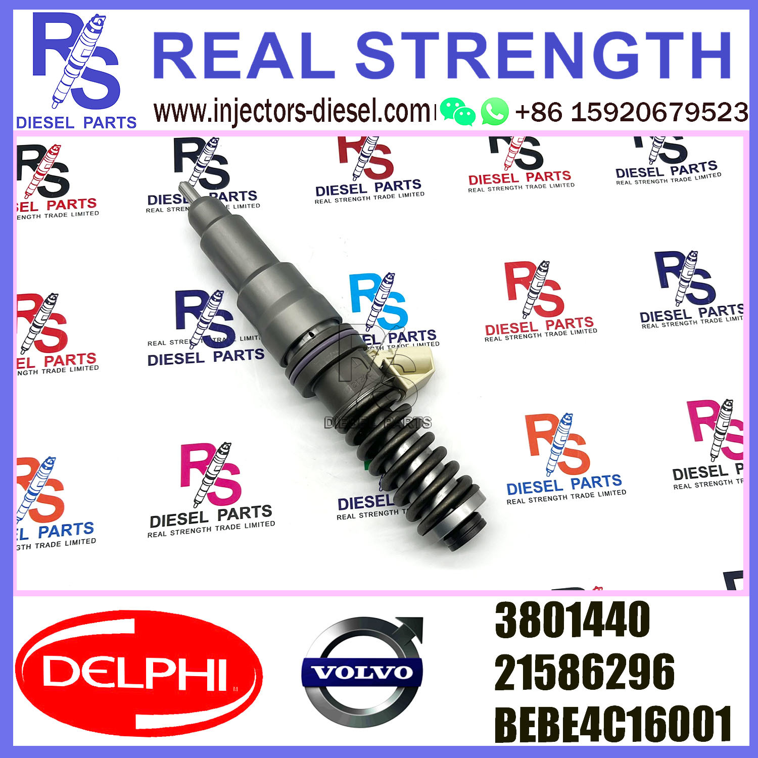 DELPHI 2pin injector 21586296 3801440 BEBE4C16001 Diesel pump Injector V-O-L-V BEBE4C16001 E1 for 9.0 LITRE INDUSTRIAL
