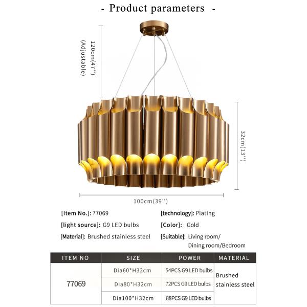 Led Chandelier For Living Dining Room Luxury Gold Stainless Steel Lamp Modern Creative Designer Chandelier(WH-MI-321)