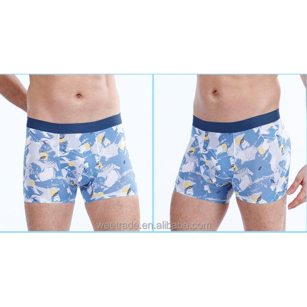 Floral korean plus size men's shorts print underwear elastic mens silk boxers