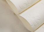 Simple Pure White Non woven Wallpaper Modern Style Flock Surface