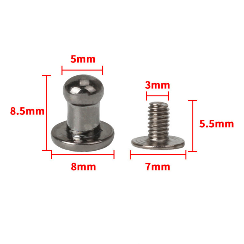 8mm Pacifier Nail Screw Buckle Monk Head Rivet For Leather Bag Hardware Accessories