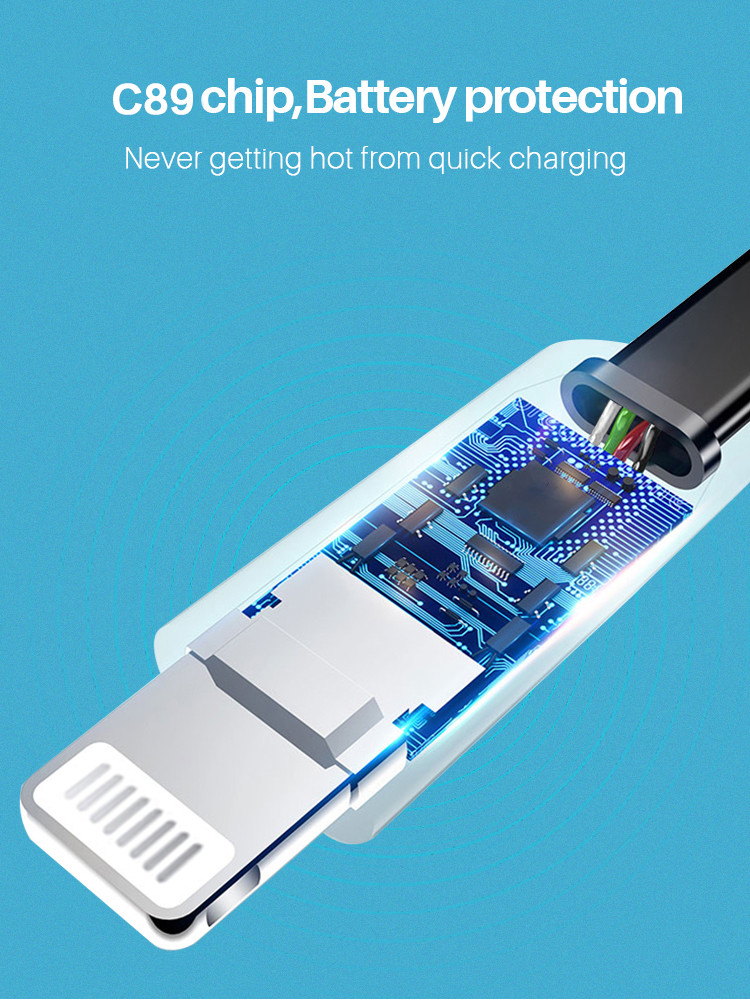 Flat PVC 2M Lightning To USB Charging Cable For IPad
