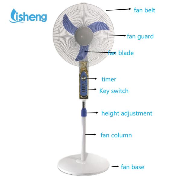 Energy Saving Adjustable Floor Fan 16 Inch AC/DC 12V/220V With Led Light