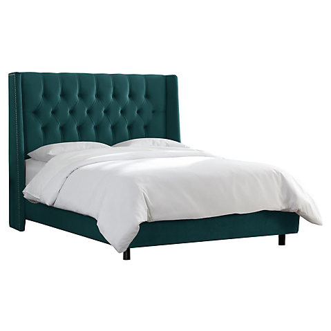 french style antique king upholstered linen velvet fabric wooden frame reproduction classic design bed beds headboard