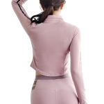 OEM Factory Stand Collar Full Zip Yoga Jacket Women Sportswear 100pcs MOQ