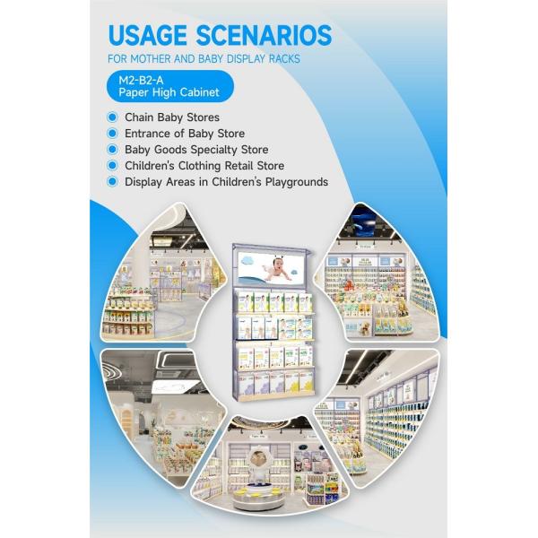 M2-B2-A Supermarket Baby Goods Section Display Cabinet with Neutral Light LED Strips and Soft Film Light Box