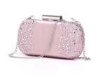 Pink Satin Fabric Hard Case Clutch Evening Bags , Western Rhinestone Purses For