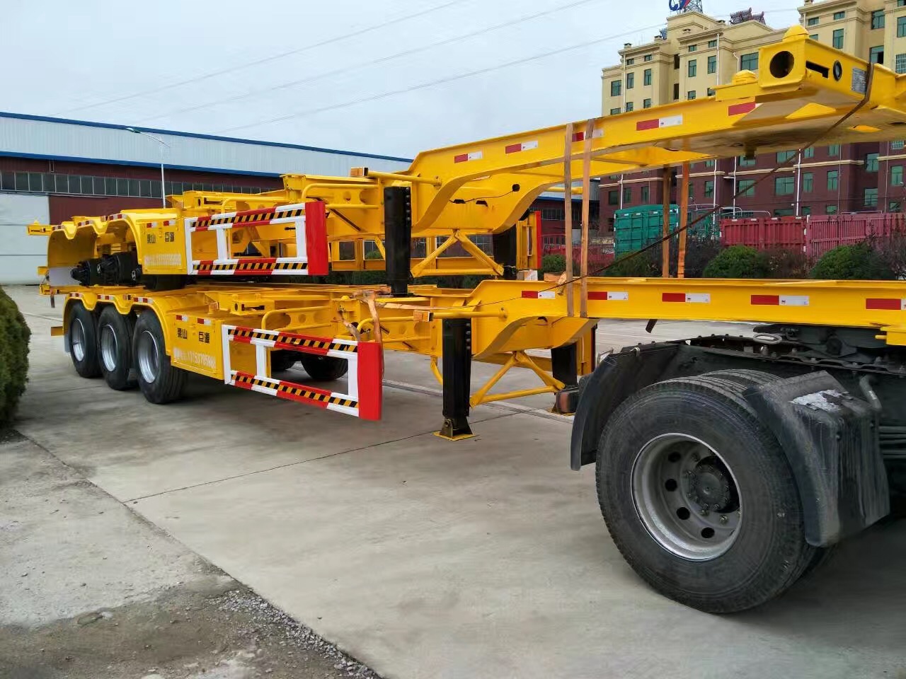 Truck 20ft 40ft Skeleton Gooseneck Container Chassis Skeletal Trailer with 2*13T FUWA Axle