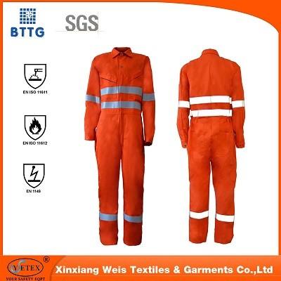 Quality YSETEX EN certificated orange fire retardant reflective coverall for sale