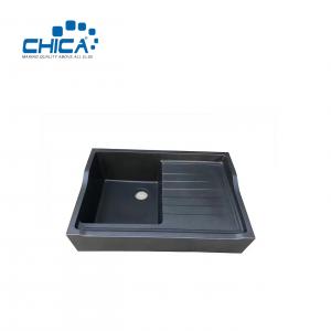 China Granite Composite Kitchen Sink With Drain Board Single Bowl Topmount Granite Kitchen Sink For House on sale