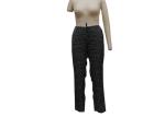 White Fireworks Print Matt Satin Ladies Casual Pants 100 Polyester Trousers