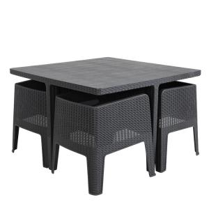 Wholesale Plywood W160cm D90cm Table Grey Rattan Dining Set , 5 Piece Cube Patio Set from china suppliers